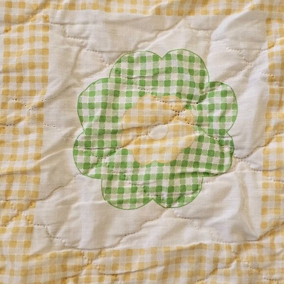Retro‎ Country Quilted Thin Bedspread Coverlet Yellow Green Queen King Floral - Picture 3 of 12